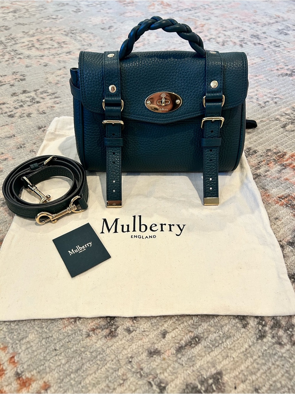 Mulberry Mini Alexa in Green Heavy Grain